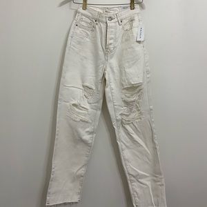 white ripped mom jeans